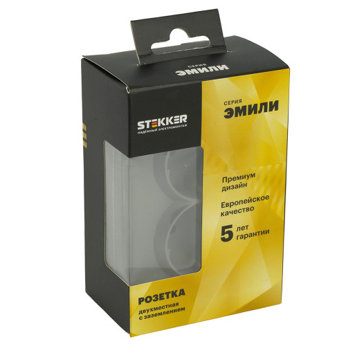 Розетка 2-местная с защитной шторкой, STEKKER, с/з, 250В, 16А, серия Эмили, RST16-5114-10, платиново-серый, soft touch Розетка 2-местная с защитной шторкой, STEKKER, с/з, 250В, 16А, серия Эмили, RST16-5114-10, платиново-серый, soft touch