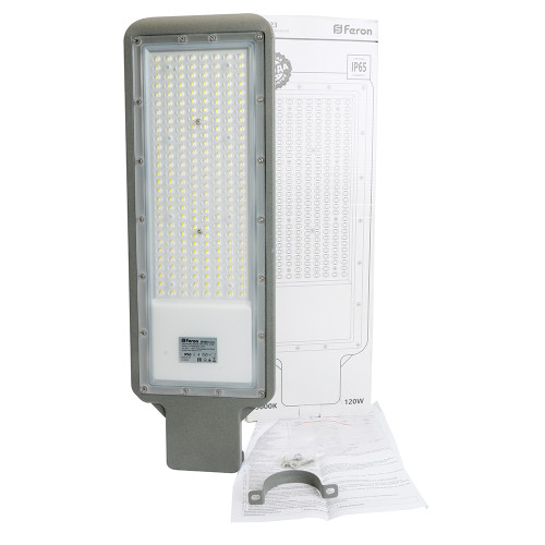 Светодиодный уличный консольный светильник Feron SP3023 120W 5000K 230V, серый Светодиодный уличный консольный светильник Feron SP3023 120W 5000K 230V, серый