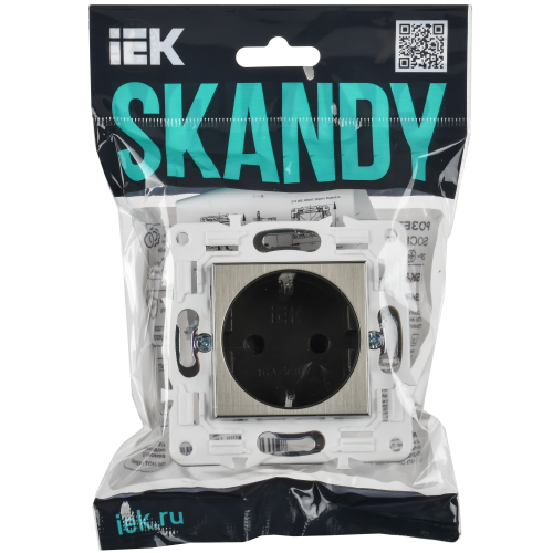 SKANDY Розетка с заземлением с защитными шторками 16А SK-R04N металл никель IEK SKANDY Розетка с заземлением с защитными шторками 16А SK-R04N металл никель IEK