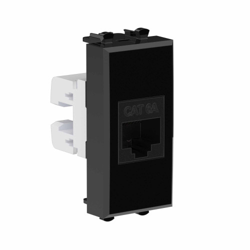 Компьютерная розетка RJ-45 без шторки модульная, кат.6А, Avanti, черный квадрат, 1 модуль Компьютерная розетка RJ-45 без шторки модульная, кат.6А, Avanti, черный квадрат, 1 модуль