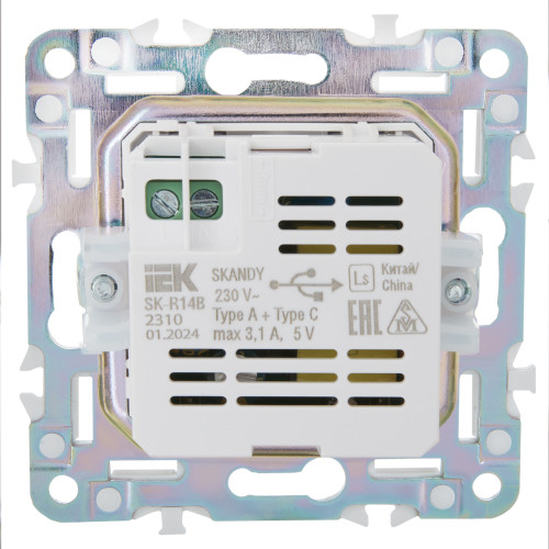 SKANDY Розетка USB A+C 3,1А SK-R14B бежевый IEK SKANDY Розетка USB A+C 3,1А SK-R14B бежевый IEK