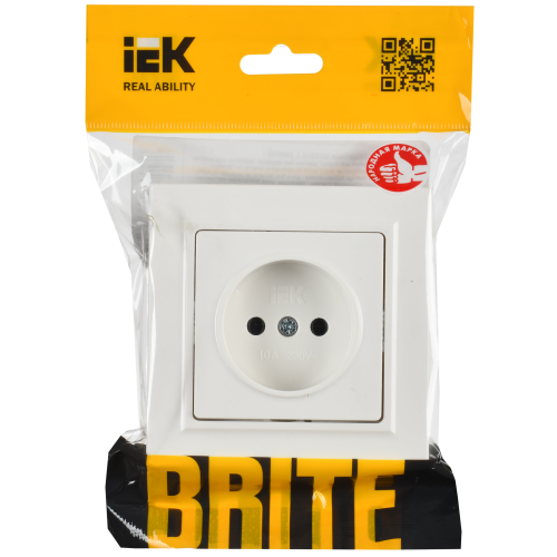 BRITE Розетка 1-местная без заземления без защитных шторок 10А в сб. РСР10-1-0-БрБ белый IEK BRITE Розетка 1-местная без заземления без защитных шторок 10А в сб. РСР10-1-0-БрБ белый IEK