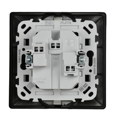 FLITE Розетка 2-местная с заземлением без защитных шторок 16А РС12-0-К-ФлЧ черный IEK FLITE Розетка 2-местная с заземлением без защитных шторок 16А РС12-0-К-ФлЧ черный IEK
