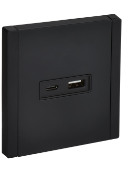 FORTE&PIANO Розетка USB A+C 18Вт FP151M металл черный IEK