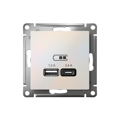 ATLASDESIGN USB РОЗЕТКА А+С, 5В/2,4А, 2х5В/1,2А, механизм, ЖЕМЧУГ ATLASDESIGN USB РОЗЕТКА А+С, 5В/2,4А, 2х5В/1,2А, механизм, ЖЕМЧУГ