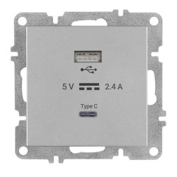 Розетка LAVIN/KAREN USB + TYPE-C механизм сер. ARVIA 50 03 2000 304