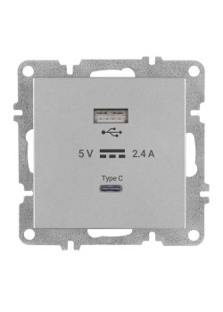 Розетка LAVIN/KAREN USB + TYPE-C механизм сер. ARVIA 50 03 2000 304