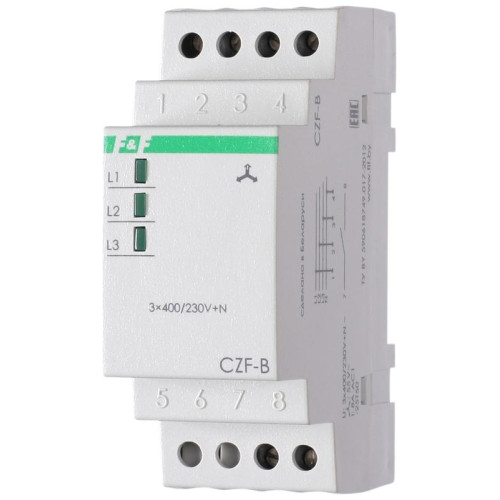 Реле контроля фаз CZF-B (3х400/230+N 8А 1перекл. IP20 монтаж на DIN-рейке) F&F EA04.001.002 Реле контроля фаз CZF-B (3х400/230+N 8А 1перекл. IP20 монтаж на DIN-рейке) F&F EA04.001.002