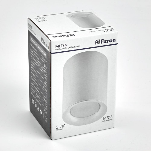 Светильник потолочный Feron ML174 MR16 GU10 35W 230V, белый Светильник потолочный Feron ML174 MR16 GU10 35W 230V, белый