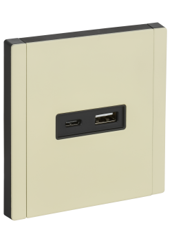 FORTE&PIANO Розетка USB A+C 18Вт FP851M металл слоновая кость IEK