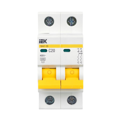 KARAT Автоматический выключатель ВА47-29 2P C 20А 4,5кА IEK