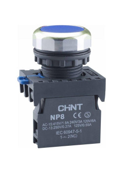 Кнопка управления NP8-10BN/6 без подсветки син. 1НО IP65 (R) CHINT 578645