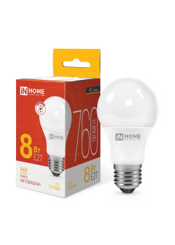 Лампа светодиодная LED-A60-VC 8Вт грушевидная 3000К тепл. бел. E27 760лм 230В IN HOME 4690612024004