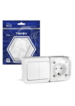 Блок ОП Nix (розетка 16А 250В с заземл. 2-кл. выкл. 10А) IP54 бел. TOKOV ELECTRIC TKE-NX-V2RZ-C01T-IP54