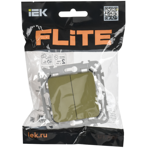 FLITE Выключатель 2-клавишный проходной 10А ВС62-1-0-ФлО оливковый IEK FLITE Выключатель 2-клавишный проходной 10А ВС62-1-0-ФлО оливковый IEK