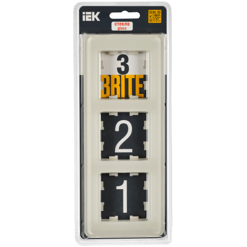 BRITE Рамка 3-местная РУ-3-2-Бр стекло песчаный RE IEK BRITE Рамка 3-местная РУ-3-2-Бр стекло песчаный RE IEK