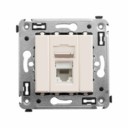 Компьютерная розетка RJ-45 в стену, кат.5e одинарная, Avanti, ванильная дымка
