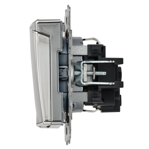 BRITE Розетка 1-местная с заземлением с защитными шторками и крышкой 16А IP20 РСбш10-3-БрГН металл хром/никель IEK BRITE Розетка 1-местная с заземлением с защитными шторками и крышкой 16А IP20 РСбш10-3-БрГН металл хром/никель IEK