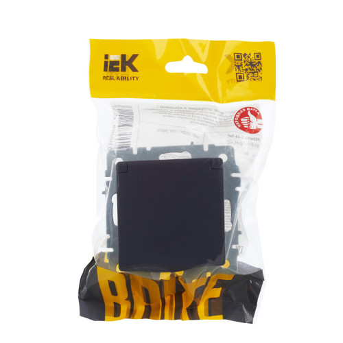 BRITE Розетка 1-местная с заземлением с защитными шторками и крышкой 16А IP44 РСбш10-3-44-БрГ графит IEK BRITE Розетка 1-местная с заземлением с защитными шторками и крышкой 16А IP44 РСбш10-3-44-БрГ графит IEK