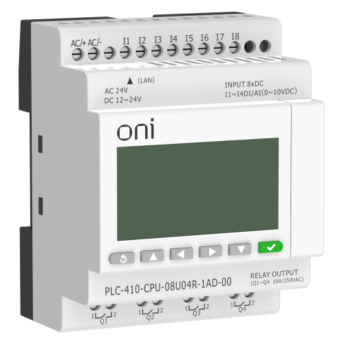 ПЛК 410 Модуль ЦПУ 4 DI 4 UI (0-10 В/DI) 4 RO 12В-24В DC или 24В AC с Ethernet портом с экраном ONI