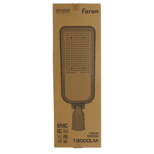 Светодиодный уличный консольный светильник Feron SP3050 150W 5000K 230V, серый Светодиодный уличный консольный светильник Feron SP3050 150W 5000K 230V, серый