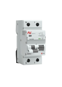 АВДТ DVA-6 1P+N 20А х-ка D 100мА тип AС эл-мех. 6кА AVERES EKF