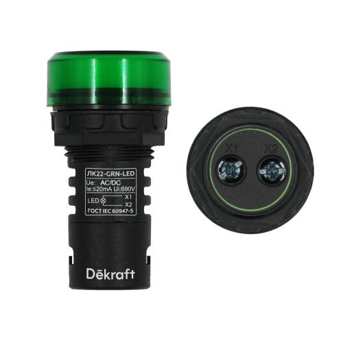 Лампа комм. ADDS D22 LED зел. 24В AC/DC ЛK-22