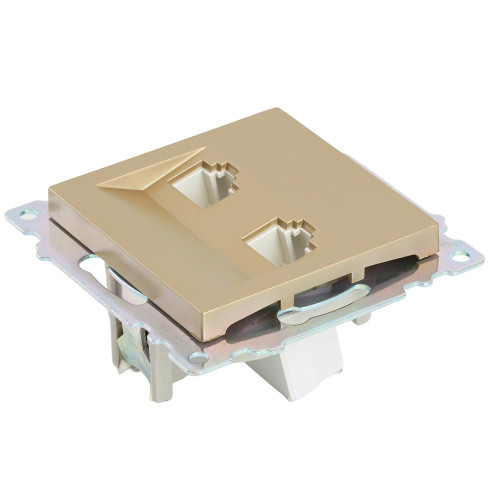 Розетка компьютерная 2-местная RJ-45 (механизм) STEKKER GLS00-7109-08, серия Катрин, золото Розетка компьютерная 2-местная RJ-45 (механизм) STEKKER GLS00-7109-08, серия Катрин, золото