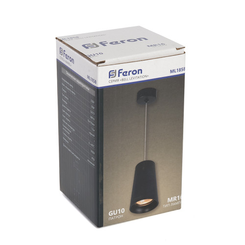 Светильник потолочный Feron ML1858 Barrel BELL levitation на подвесе1,7 м ,MR16 35W 230V, черный Светильник потолочный Feron ML1858 Barrel BELL levitation на подвесе1,7 м ,MR16 35W 230V, черный