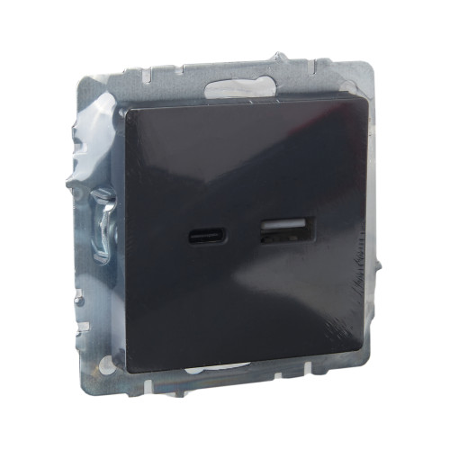 BRITE Розетка USB A+C 18Вт РЮ11-1-БрГ графит IEK BRITE Розетка USB A+C 18Вт РЮ11-1-БрГ графит IEK