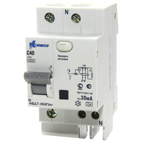 Дифференциальный автомат АД-063 2Р 25А Idn-30mA тип А КОНТАКТОР