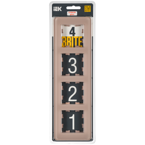 BRITE Рамка 4-местная РУ-4-2-Бр стекло дымчатый RE IEK BRITE Рамка 4-местная РУ-4-2-Бр стекло дымчатый RE IEK