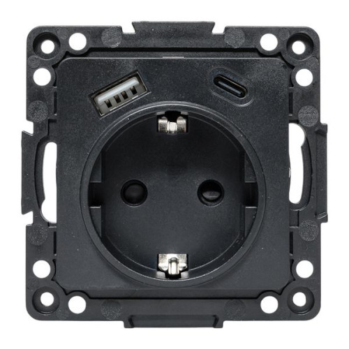 Стокгольм Механизм Розетки 1-местной с/з, USB A+C 16А винтовые клеммы черный с защ. штор. EKF Стокгольм Механизм Розетки 1-местной с/з, USB A+C 16А винтовые клеммы черный с защ. штор. EKF