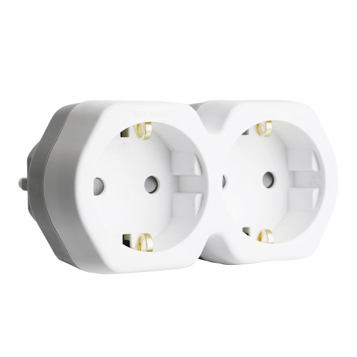 Разветвитель сетевой 2-местный с/з STEKKER ADP16-12-20, 250V,16A, ABS огнеустойчивый пластик, белый/серый Разветвитель сетевой 2-местный с/з STEKKER ADP16-12-20, 250V,16A, ABS огнеустойчивый пластик, белый/серый