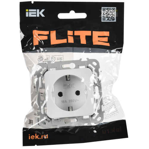 FLITE Розетка с заземлением без защитных шторок безвинтовое крепление 16А РС11-1-ФлБ белый IEK FLITE Розетка с заземлением без защитных шторок безвинтовое крепление 16А РС11-1-ФлБ белый IEK