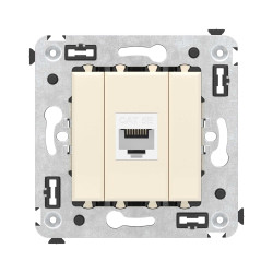 Компьютерная розетка RJ-45 без шторки в стену, кат.5е одинарная, Avanti, ванильная дымка