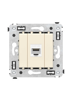 Компьютерная розетка RJ-45 без шторки в стену, кат.5е одинарная, Avanti, ванильная дымка
