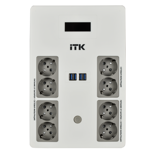 ITK ELECTRA ST8 ИБП Линейно-интерактивный 1000ВА/600Вт LCD АКБ 1х9AH 8хSchuko USB 4хUSB зарядки