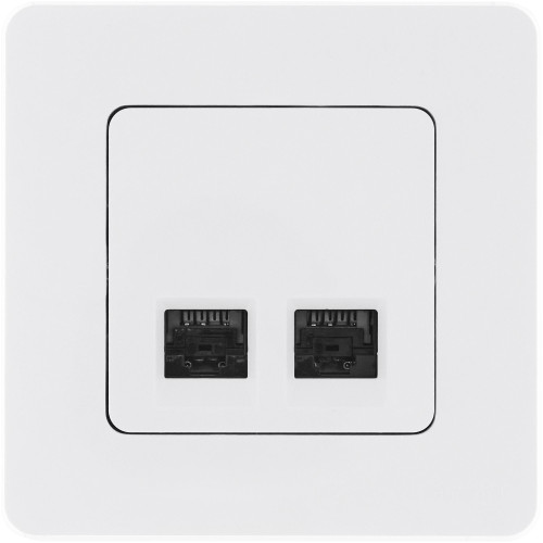 INSPIRIA Розетка компьютерная двойная RJ45 категория 5Е UTP белый INSPIRIA Розетка компьютерная двойная RJ45 категория 5Е UTP белый