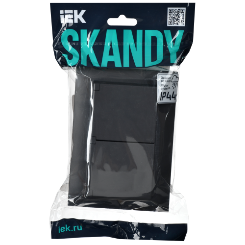 SKANDY Розетка 2-местная и крышкой 16А в сборе IP44 SK-R12G графит IEK SKANDY Розетка 2-местная и крышкой 16А в сборе IP44 SK-R12G графит IEK