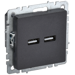 BRITE Розетка USB A+A 5В 3,1А РЮ10-1-БрЧ черный IEK