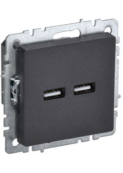 BRITE Розетка USB A+A 5В 3,1А РЮ10-1-БрЧ черный IEK