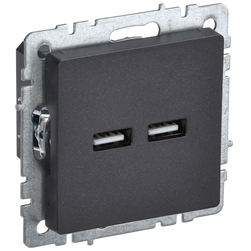 BRITE Розетка USB A+A 5В 3,1А РЮ10-1-БрЧ черный IEK