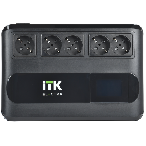 ITK ELECTRA LT5 ИБП однофазный линейно-интерактивный 1000ВА/600Вт 5хSchuko LCD дисплей АКБ 1х9AH USB+USB Charge RJ45/11