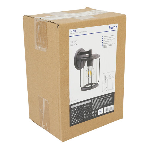 Светильник садово-парковый Feron PL791 на стену вниз 40W 220-240V E27, черный Светильник садово-парковый Feron PL791 на стену вниз 40W 220-240V E27, черный
