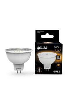 Лампа светодиодная Black 7Вт MR16 софит 3000К тепл. бел. GU5.3 600лм GAUSS 101505107