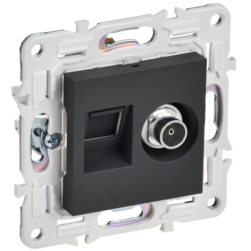 SKANDY Розетка двойная TV+RJ45 кат.6 SK-A15G графит IEK