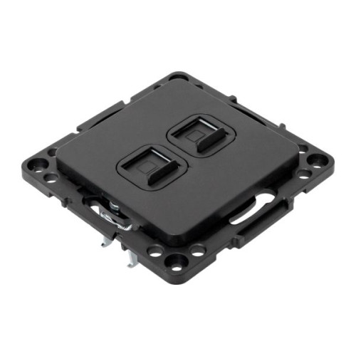 Стокгольм Механизм Розетки RJ-45 2-местной черный EKF Стокгольм Механизм Розетки RJ-45 2-местной черный EKF
