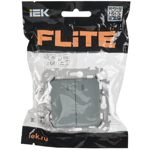 FLITE Выключатель 2-клавишный с индикацией 10А ВС12-1-1-ФлС серый IEK FLITE Выключатель 2-клавишный с индикацией 10А ВС12-1-1-ФлС серый IEK