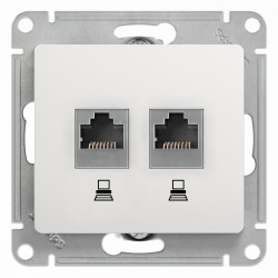 GLOSSA РОЗЕТКА двойная компьютерная RJ45+RJ45 кат. 5e, механизм, БЕЛЫЙ